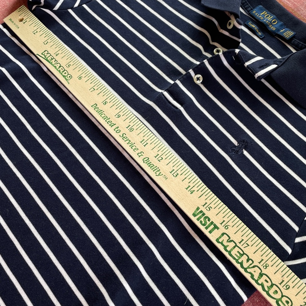 Polo Ralph Lauren Size SP Navy and White Striped Polo Shirt - Picture 8 of 10